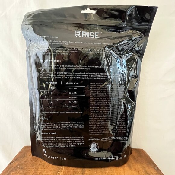 RISE Knee Sleeves (25cm) Size Small 7MM - Black, New in Sealed Packing! - Picture 5 of 7